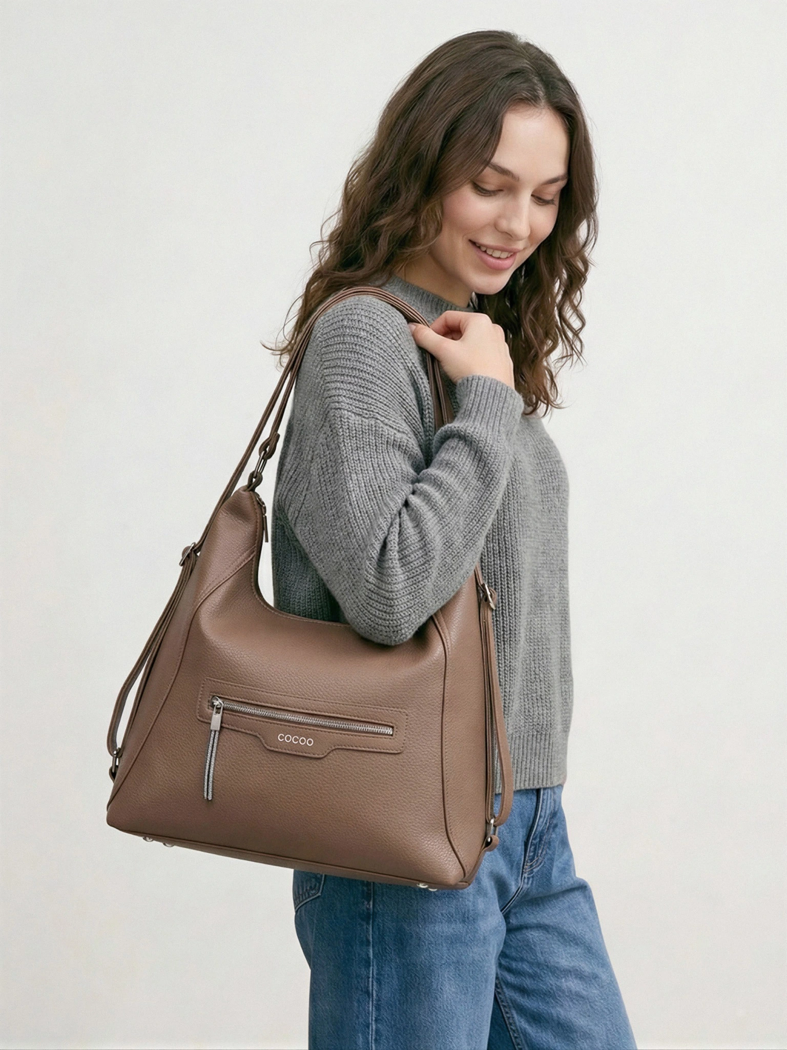 Сумка-шоппер  с декоративным пуллером со стразами в ассортименте